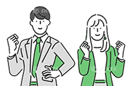 仕事について相談・議論している男女のイラスト